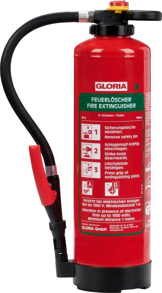 Extincteur à mousse GLORIA, SKA+6PRO sans fluor classe de feu A et B