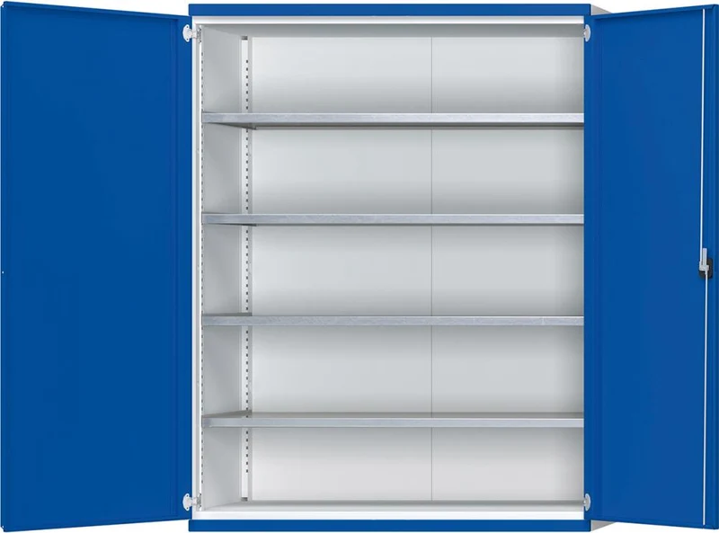 Armoire lourde ANKE, L1485xP400xH1950mm RAL7035/5010 s/séparation 4 étagères