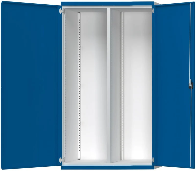 Armoire ANKE, L1085xP400xH1950mm RAL7035/5010 avec cloison centrale armoire lourde