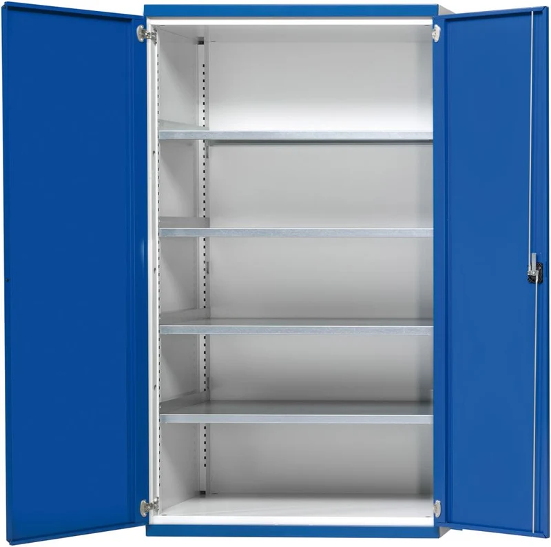Armoire lourde ANKE, L1085xP500xH1950mm RAL7035/5010 s/séparation 4 étagères