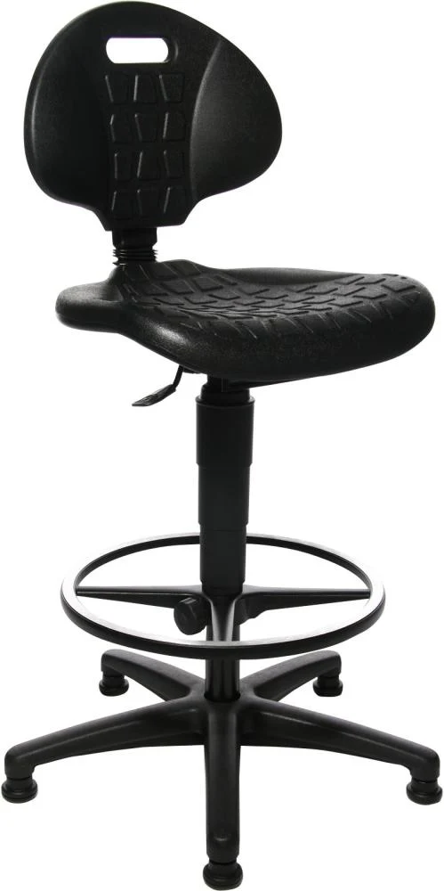 Chaise de travail TOPSTAR, assise TEC 20, mousse PU noire, hauteur d'assise 590-840 mm, avec patins/repose-pieds