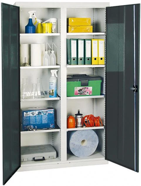 Armoire à outils STUMPF, S2000 RAL 7035/5010 cloison centrale 8 étagères