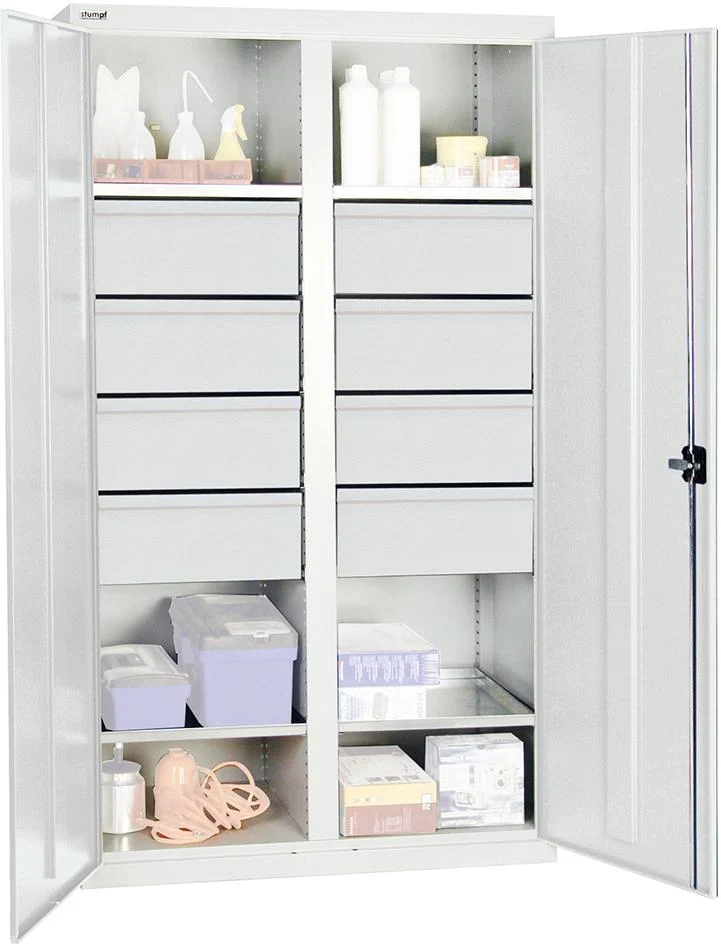 Armoire à outils STUMPF, S2000 RAL 7035/7035 4 étagères à bacs 6 tiroirs 200 mm