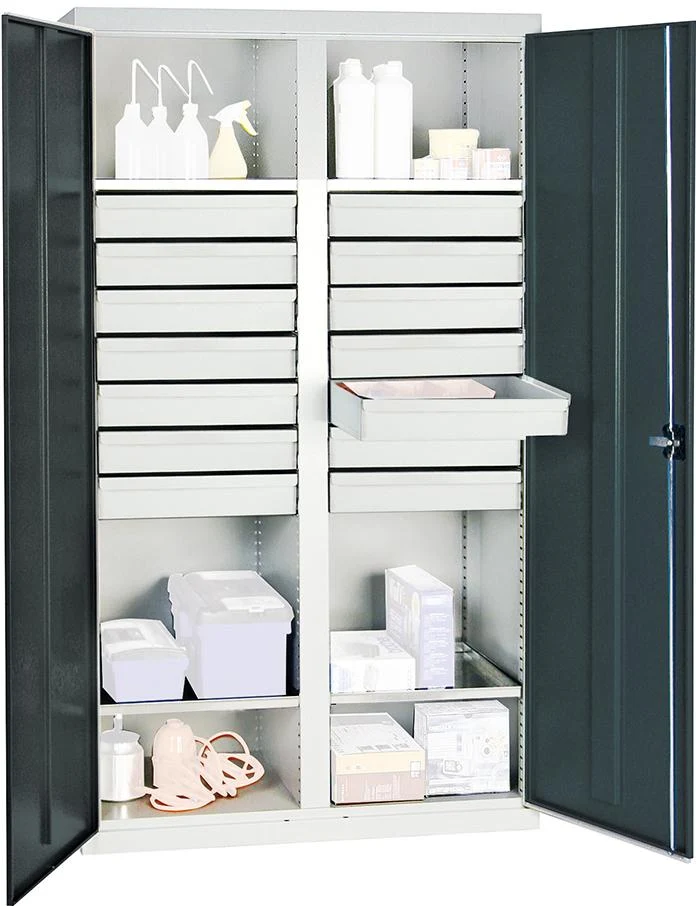 Armoire à outils STUMPF, S2000 RAL 7035/7016 4 étagères à bacs 14 tiroirs 100mm
