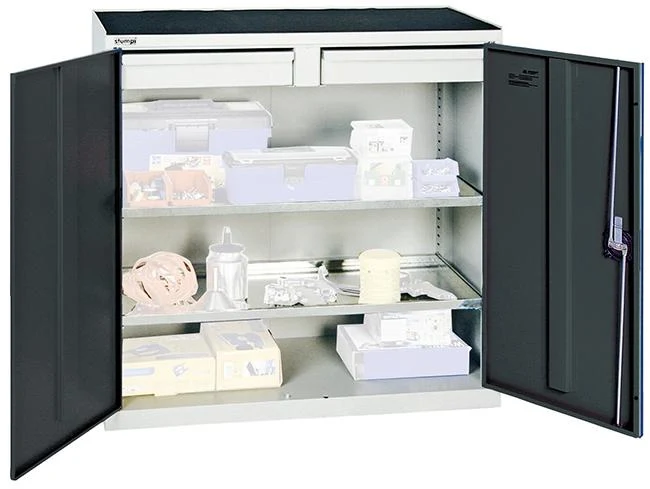 Armoire à outils STUMPF, S2000 RAL 7035/7016 2 tiroirs 2 étagères à plateaux