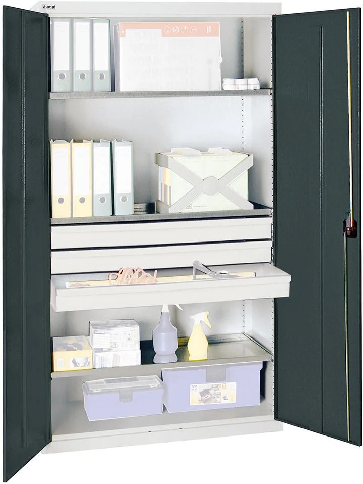 Armoire à outils STUMPF, S2000 RAL 7035/7016 3 étagères-bacs 3 tiroirs