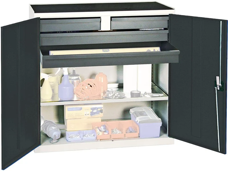 Armoire à outils STUMPF, S3000 RAL 7035/7016, 4 tiroirs, base à plateaux