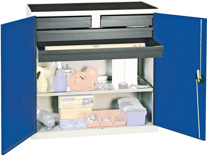 Armoire à outils STUMPF, S3000 RAL 7035/5010 4 tiroirs coulissants 1 étagère à bac