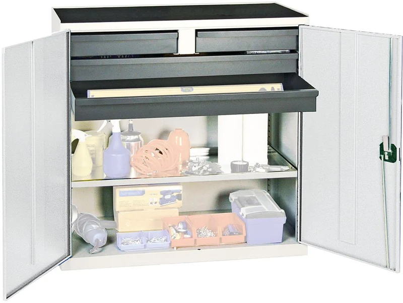 Armoire à outils STUMPF, S3000 RAL 7035/7016 1 étagère à plateaux 4 tiroirs