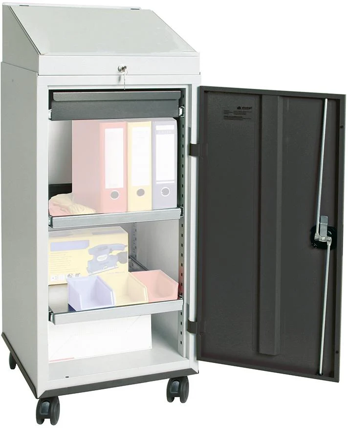 Bureau armoire STUMPF, S3000 mobile RAL 7035/7035 1 bureau, 1 tiroir 2 étagères à plateaux