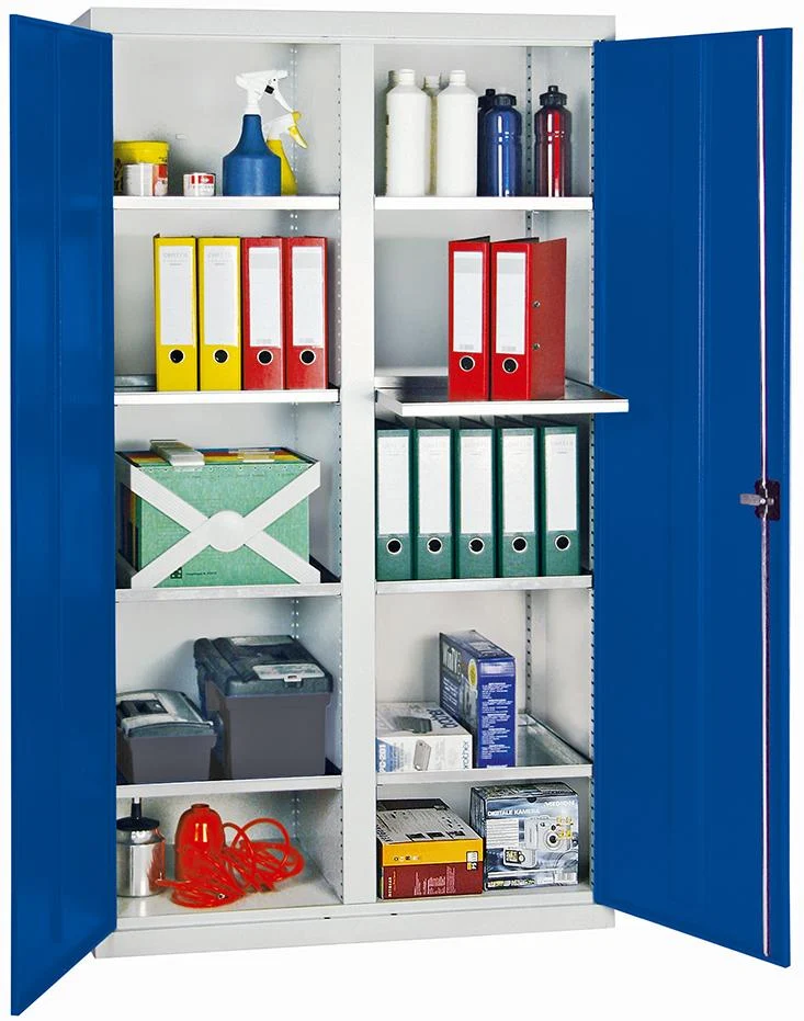 Armoire à outils STUMPF, L1000xP500xH1800 mm RAL 7035/5010 8 étagères à bacs