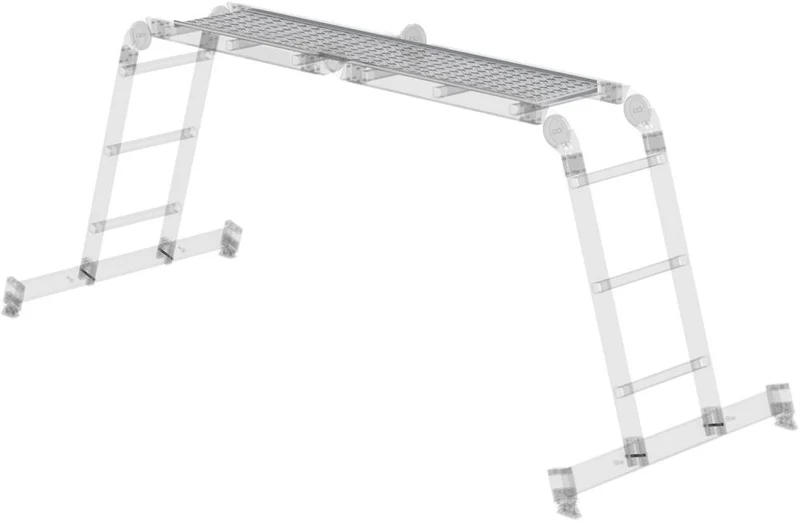 Revêtement en tôle larmée aluminium MUNK, pliable au centre pour échelle polyvalente 2x2 + 2x3 + 4x3