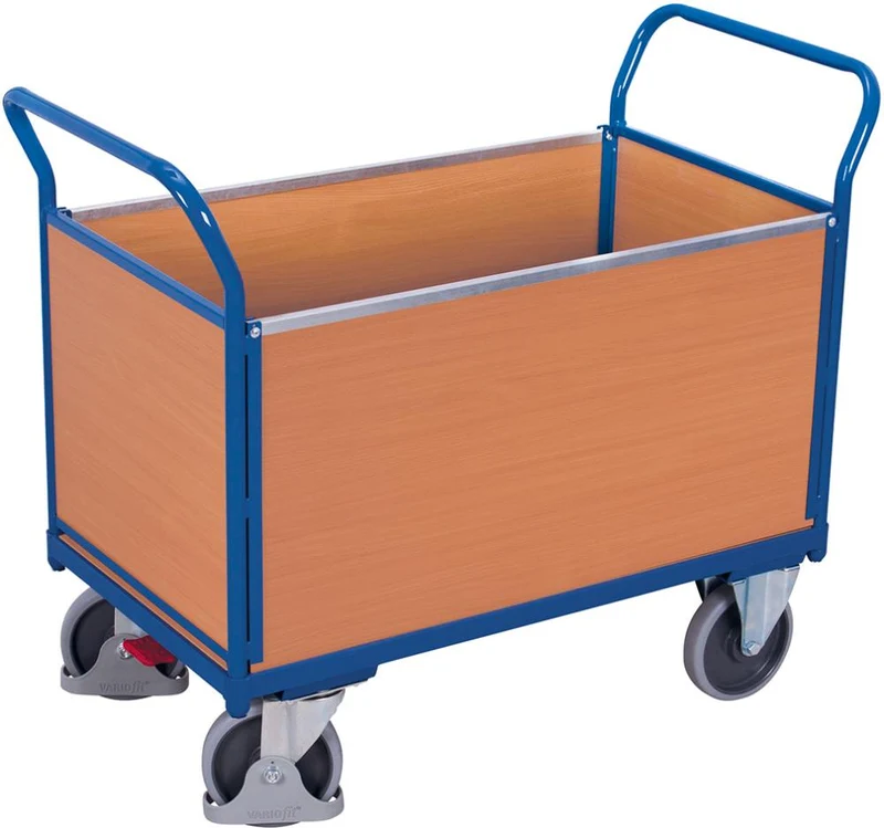 Chariot à quatre parois VARIOFIT, 500 kg 1000 x 650 mm parois en bois VarioFit
