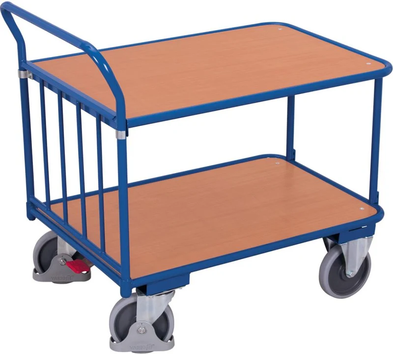 Chariot à plateaux VARIOFIT, 400 kg 1000x700 mm 2 étagères VarioFit