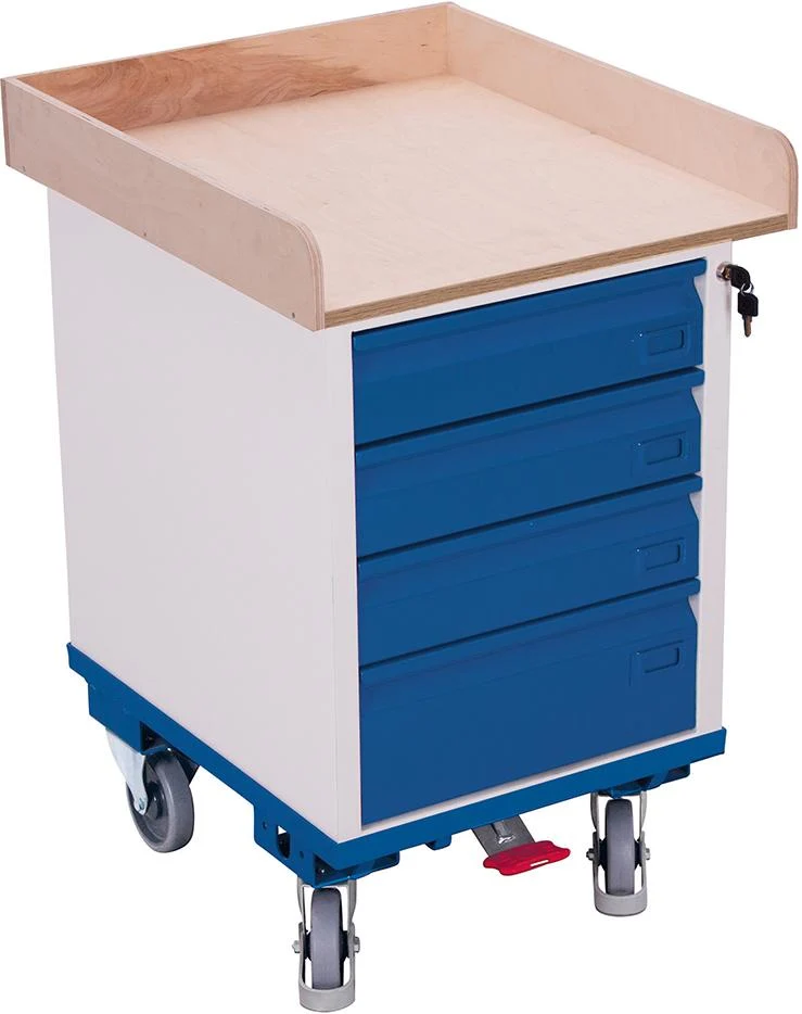 Servante d'atelier VARIOFIT, 150 kg L575xP660xH905mm RAL 7035/5010 4 tiroirs VarioFit