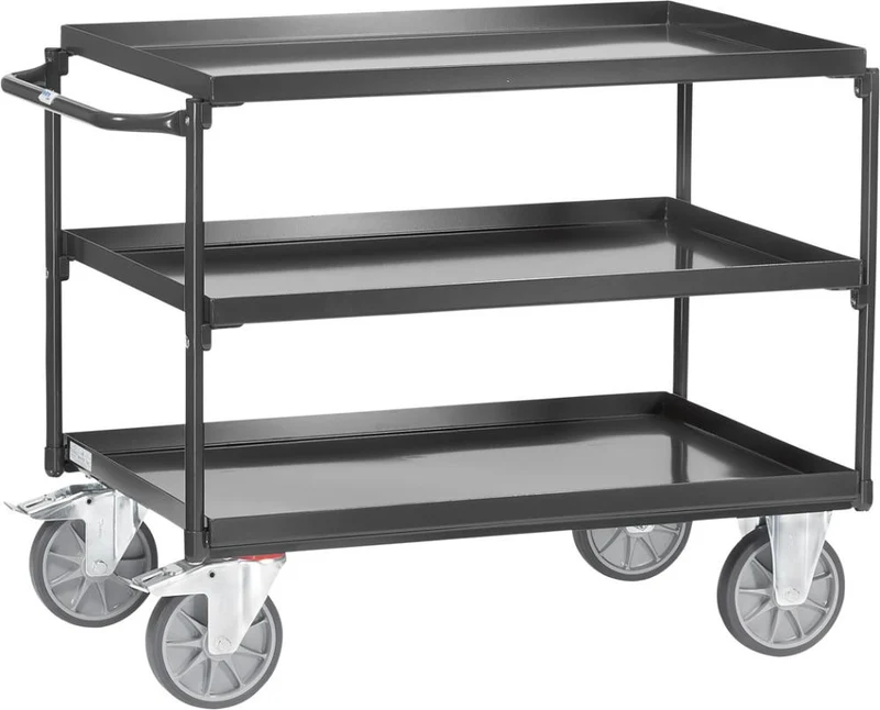 Chariot à plateaux 4830 FETRA, 400 kg gris 3 bacs 850x500 mm