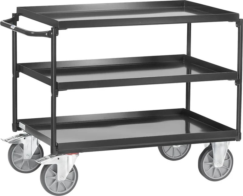 Chariot à plateaux 4832 FETRA, 400 kg gris 3 bacs 1000x700 mm