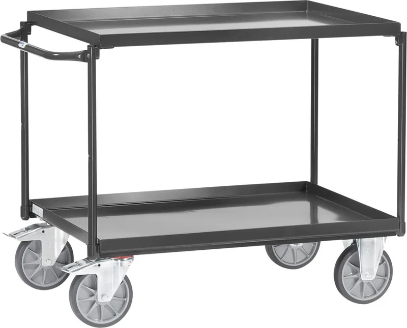 Chariot à plateaux 4820 FETRA, 400 kg gris 2 bacs 850x500 mm