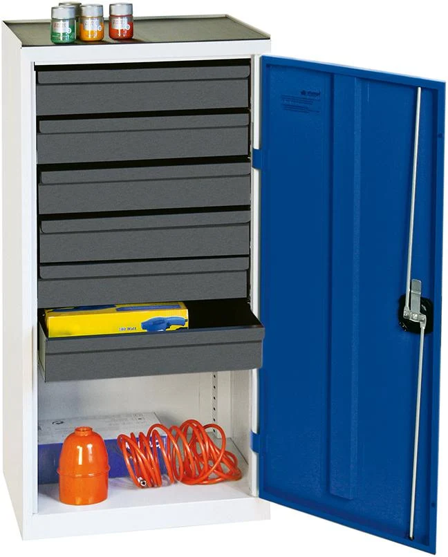 Meuble latéral STUMPF, L500xP500xH1000 mm RAL 7035/5010 6 tiroirs