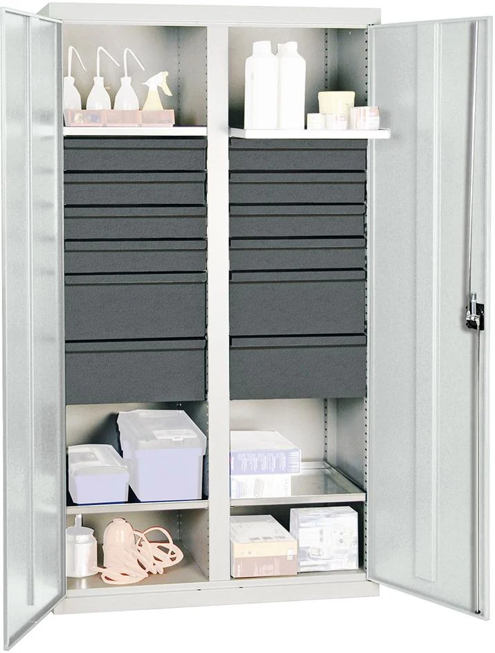 Armoire à outils STUMPF, S3000 RAL 7035/7016 4 étagères-bacs 12 tiroirs