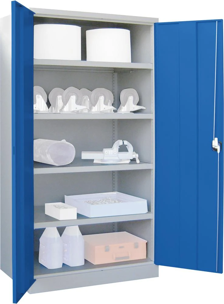 Armoire lourde PAVOY, avec portes L1040xP630xH1950 mm 4 étagères RAL 7035/5012