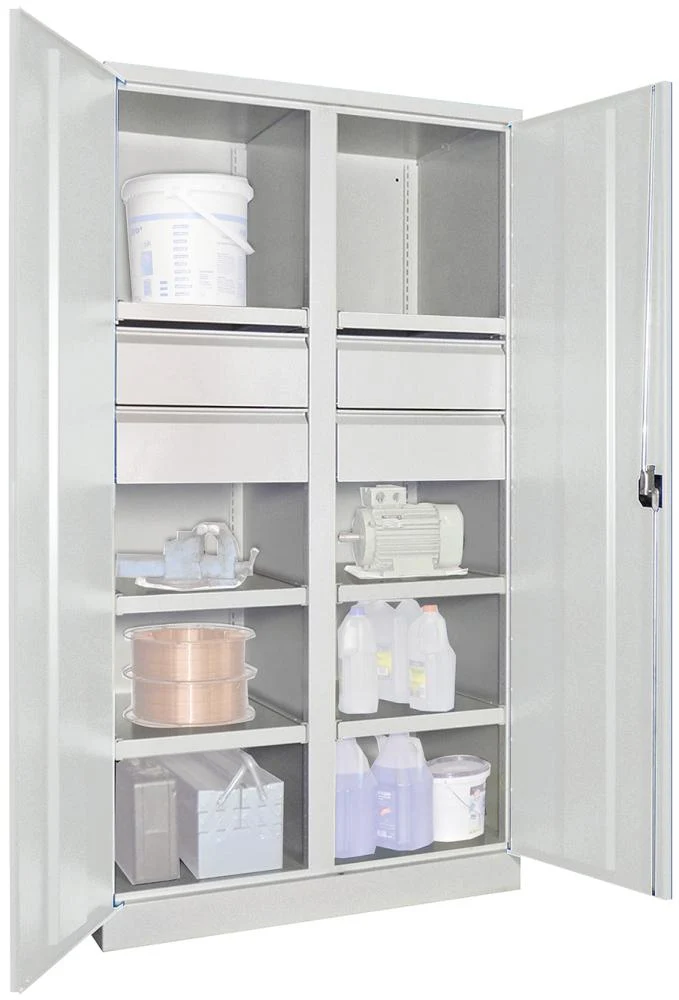 Armoire lourde PAVOY, avec portes H1950xL1040xP630 mm 6 FB, SL 4 x FH 175 mm RAL 7035 cloison centrale