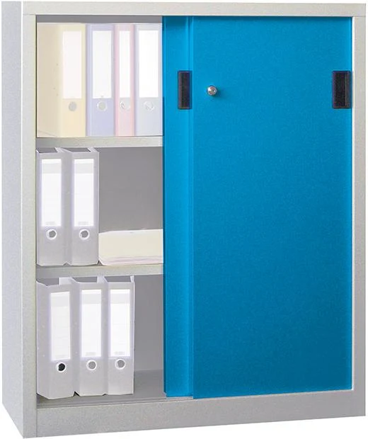 Armoire à portes coulissantes PAVOY, L1000xP600xH1200 mm 2 étagères galvanisées RAL 7035/5012