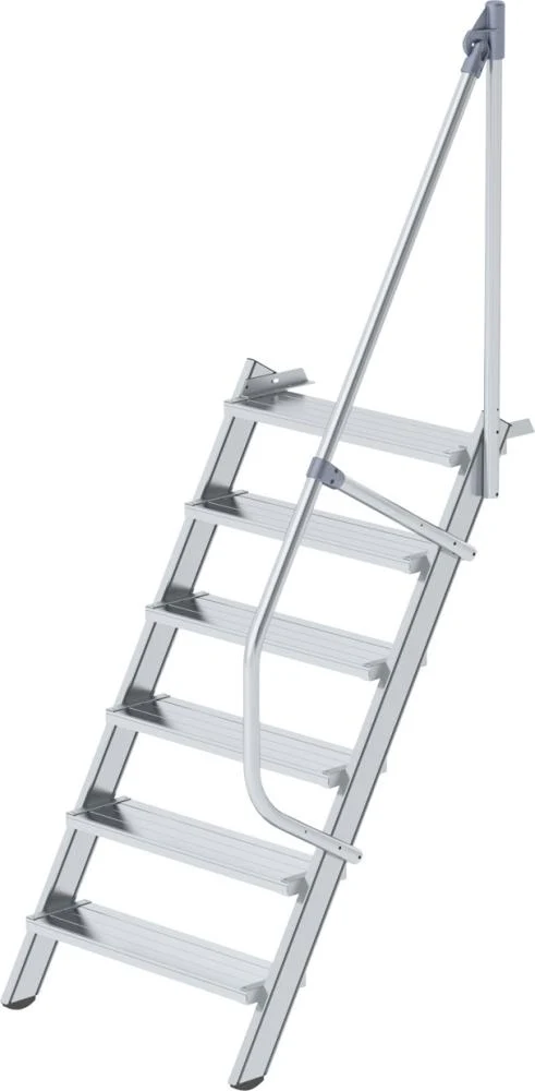 Escalier en aluminium MUNK, 60 degrés 6 marches L 800 mm hauteur libre 1450 mm débordement 1096 mm