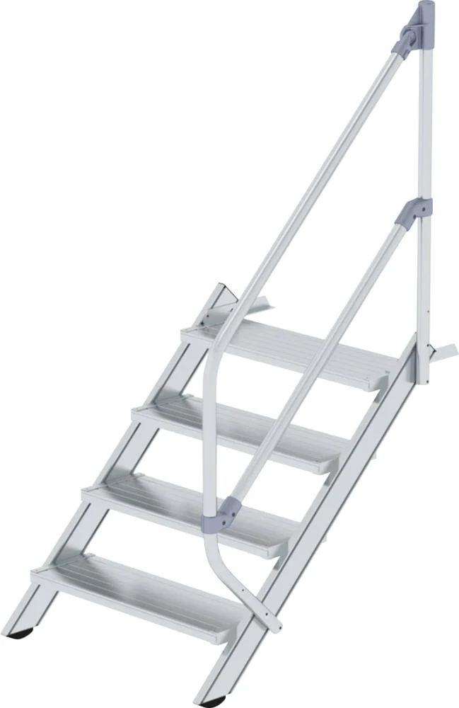 Escalier en aluminium MUNK, 45 degrés 4 marches L 800 mm hauteur libre 830 mm débordement 1058 mm
