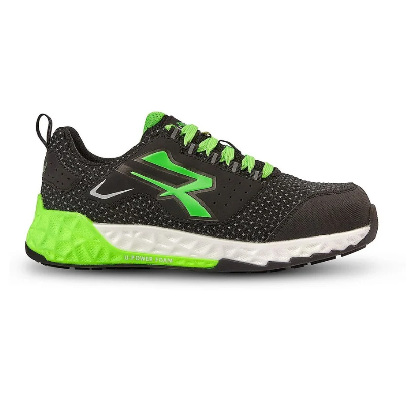 Chaussures de Sécurité Unisexe Basses Viserys ESD S3S Noir Vert - UPOWER
