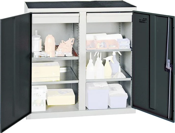 Armoire à outils STUMPF, S2000 RAL 7035/7016 2 compartiments, 2 tiroirs, 4 étagères