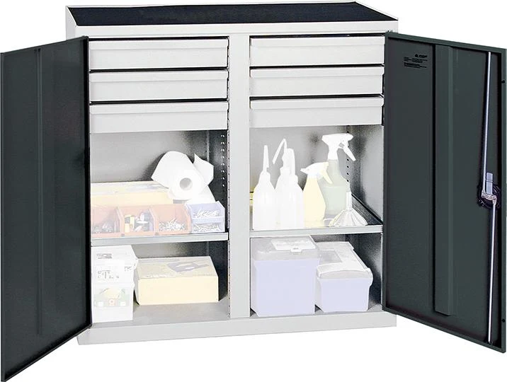 Armoire à outils STUMPF, S2000 RAL 7035/7016 2 compartiments, 6 tiroirs, 2 étagères à plateaux