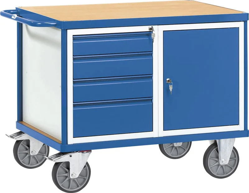 Servante d'atelier FETRA, 600 kg 1050x700mm, 1 porte, 4 tiroirs