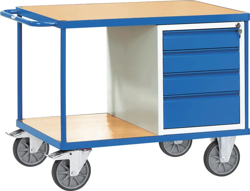 Servante d'atelier FETRA, 600 kg, 1050x700 mm, 4 tiroirs, 2 étagères