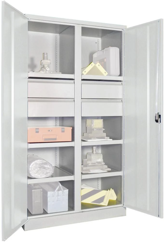 Armoire lourde PAVOY, avec portes L1040xP630xH1950 mm 6 FB, SL 4 x FH 175 mm RAL 7035 cloison centrale