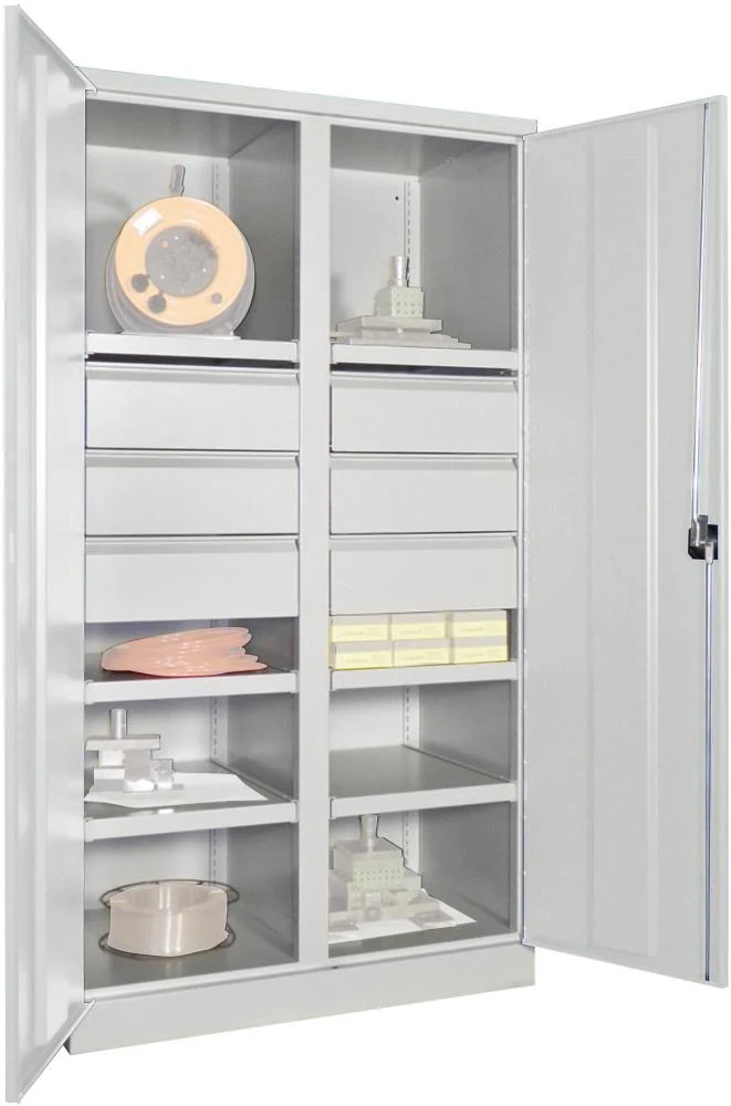 Armoire lourde PAVOY, avec portes L1040xP630xH1950 mm 6 FB, SL 6 x FH 175 mm RAL 7035 cloison centrale