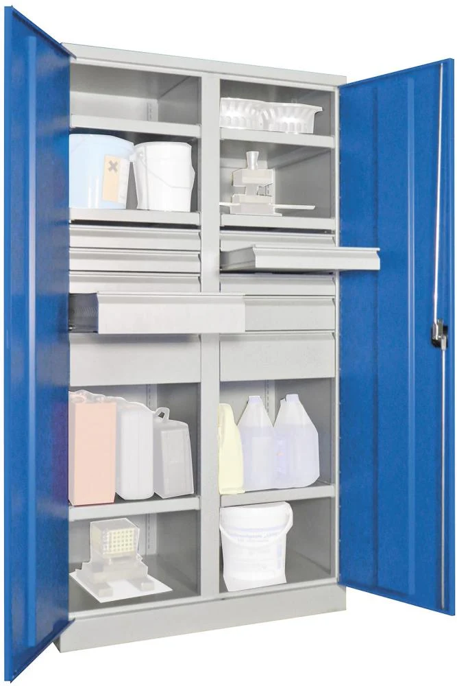 Armoire lourde PAVOY, avec portes L1040xP630xH1950 mm 6 FB, SL 6x75,2, 125,175x7035, 5012mm RAL XNUMX/XNUMX cloison centrale