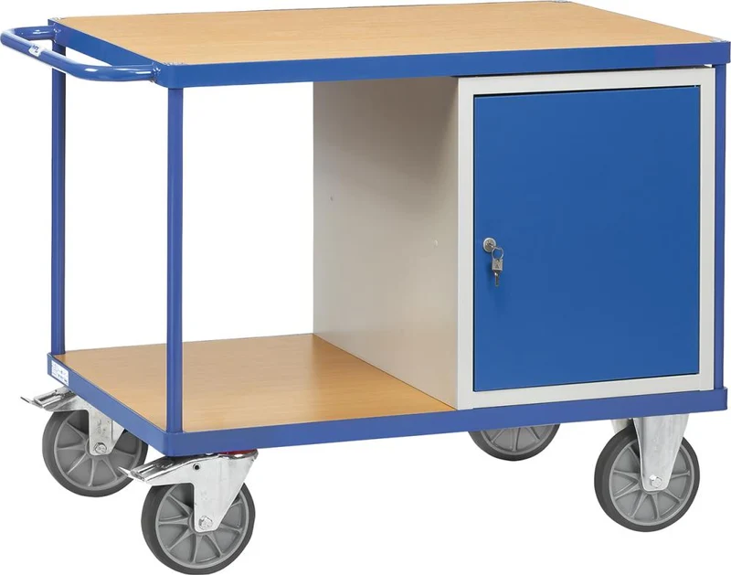 Desserte d'atelier FETRA, 600 kg 1250x800mm, 1 porte, 2 étagères
