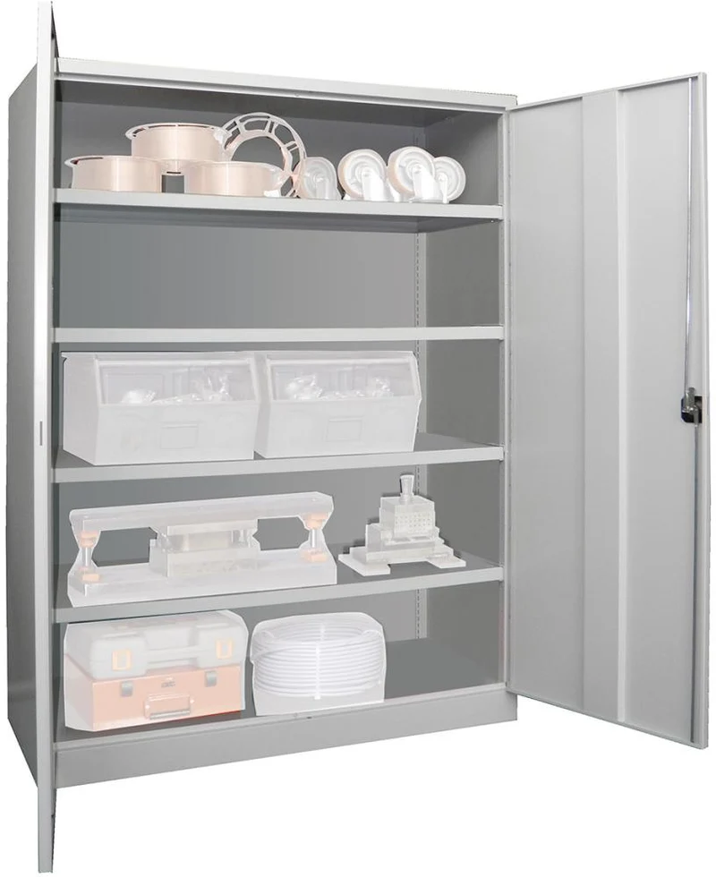 Armoire lourde PAVOY, avec portes H1950xL1470xP630 mm 4 étagères RAL 7035