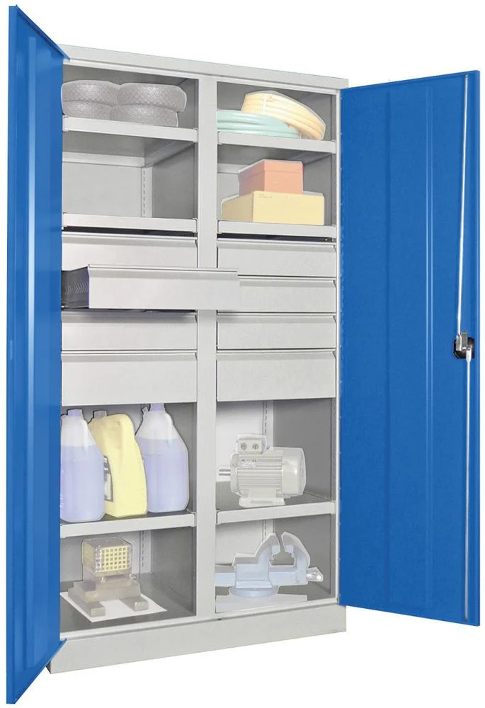 Armoire lourde PAVOY, 1950/630/1040 pivotant, avec cloison 6 étagères, 8 tiroirs