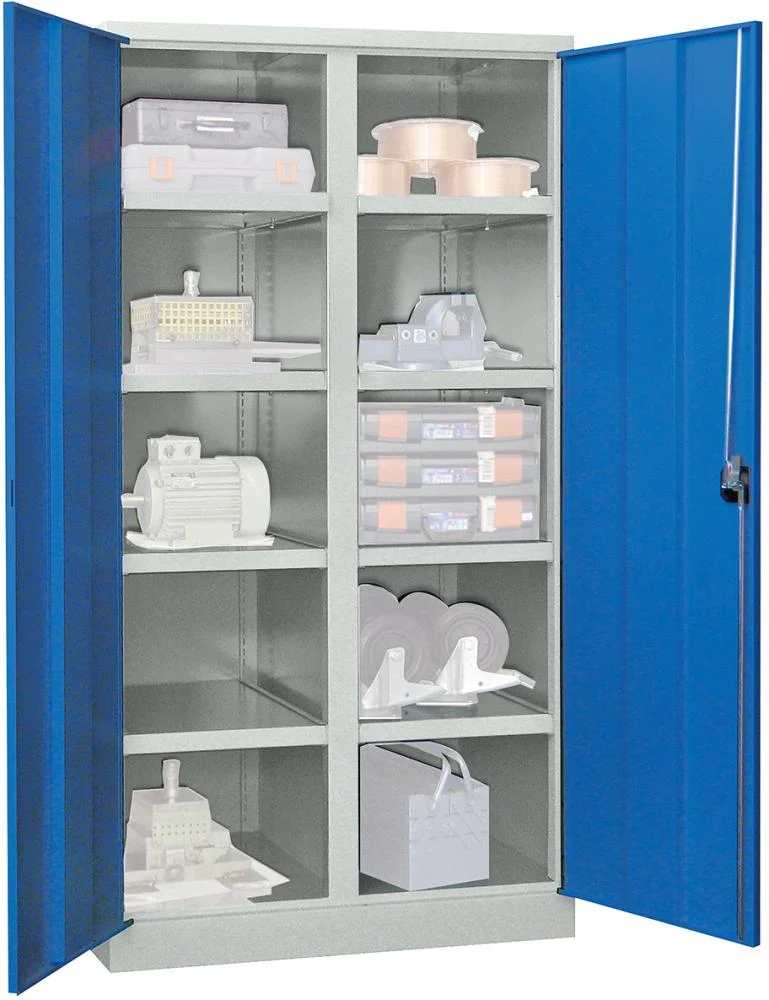 Armoire robuste PAVOY, 1950/630/1040 pivotante, avec cloison de séparation 8 étagères