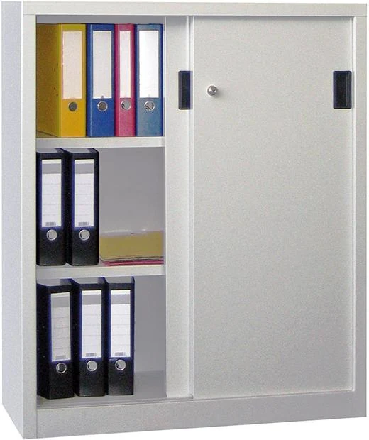 Armoire à portes coulissantes PAVOY, L1000xP400xH1200 mm 2 étagères galvanisées RAL 7035