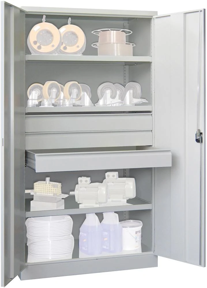 Armoire lourde PAVOY, avec portes H1950xL1040xP630 mm 3 FB, SL 3 x FH 125 mm RAL 7035