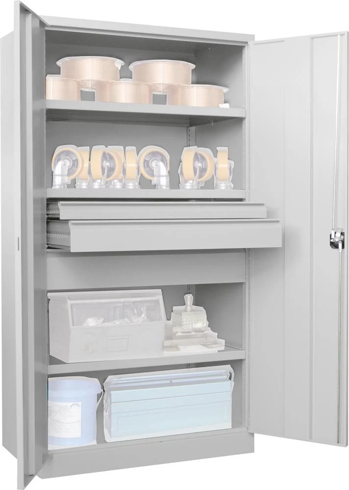 Armoire robuste PAVOY avec portes, H1950 x L1040 x P630 mm, 3 tiroirs, 1 x 75,125,175, 7035, XNUMX mm chacun, RAL XNUMX