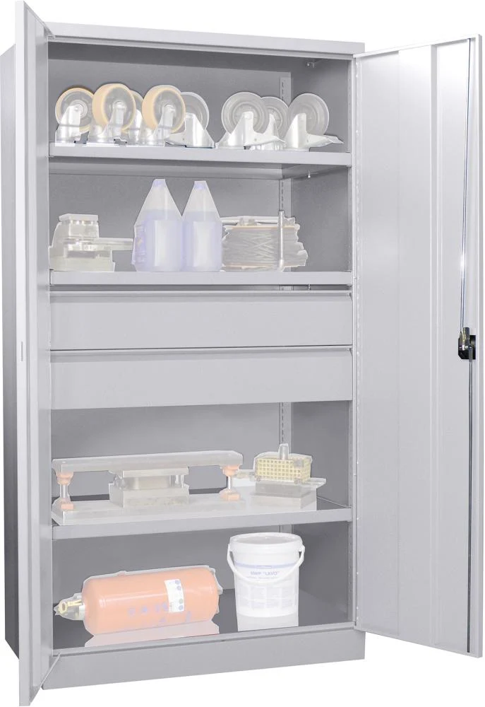 Armoire lourde PAVOY, avec portes H1950xL1040xP630 mm 3 FB, SL 2 x FH 175 mm RAL 7035