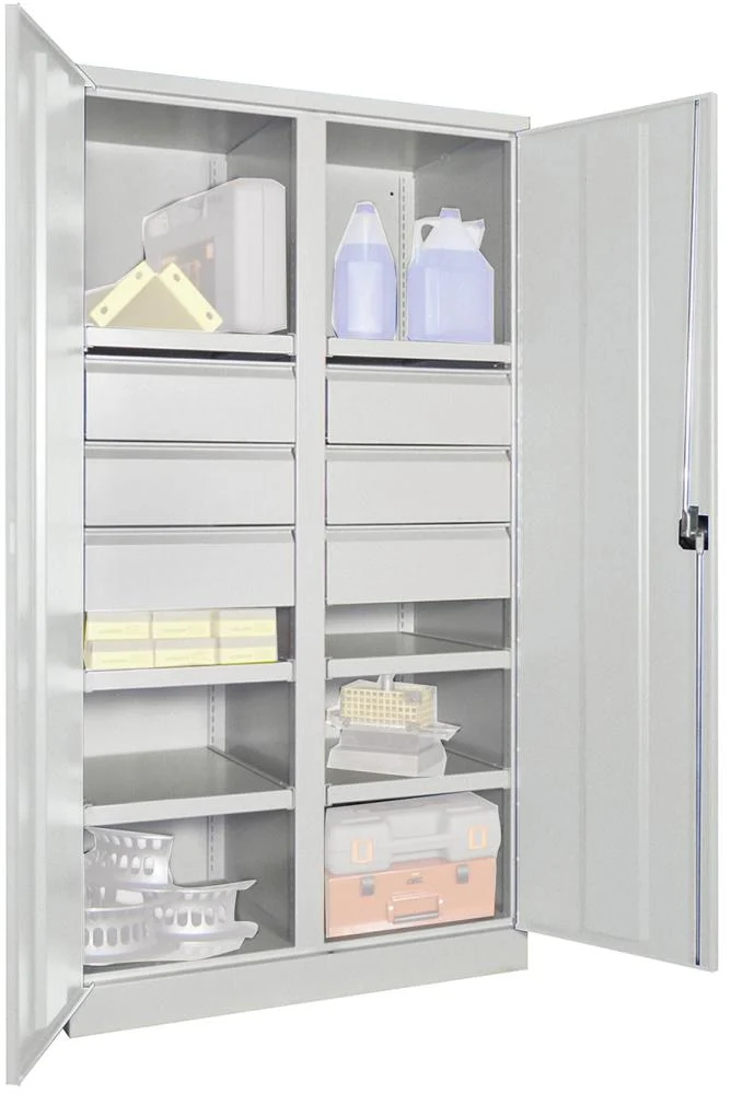 Armoire lourde PAVOY, avec portes H1950xL1040xP630 mm 6 FB, SL 6 x FH 175 mm RAL 7035 cloison centrale
