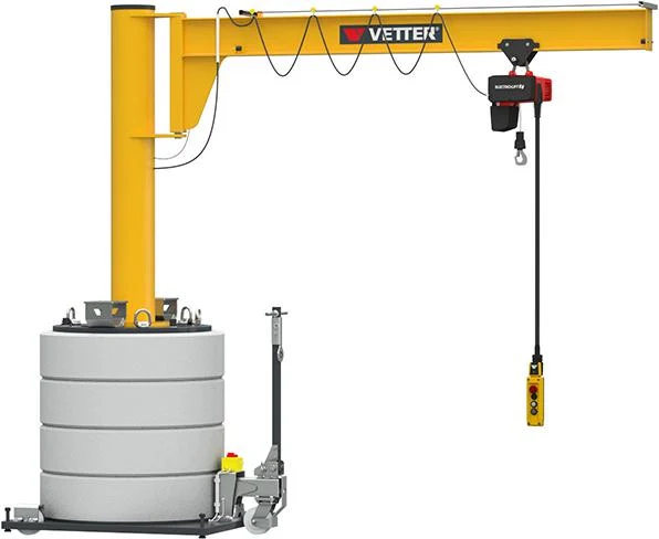 VETTER KRANTECHNIK, Grue à colonne pivotante mobile 320kg,3,0m,270 MOBILUS Palan électrique à chaîne MOB12-AS3,2-3,0