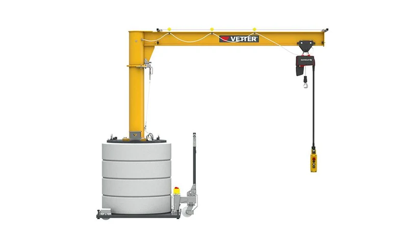VETTER KRANTECHNIK, Grue à flèche mobile sur colonne 250kg, 4,0m, 360 MOBILUS Palan électrique à chaîne MOB12-PR2,5-4,0