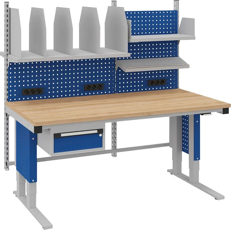 Table système OTTO KIND, Multi4motion L1685 x P900/965 x H730-1330, poste de travail d'emballage 1, table Multiplex