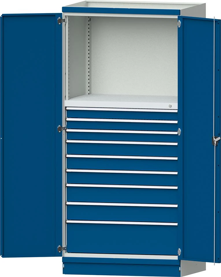 Armoire modulaire ANKE, modèle 4006 B1015xP720xH2200mm RAL 7035/5012 9 tiroirs